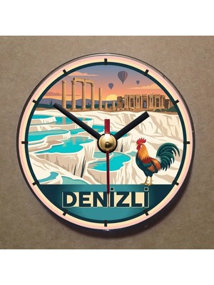 Bsb Denizli Temalı Magnet Saat Buzdolabı Saati Duvar Saati 10,5cm MS1118