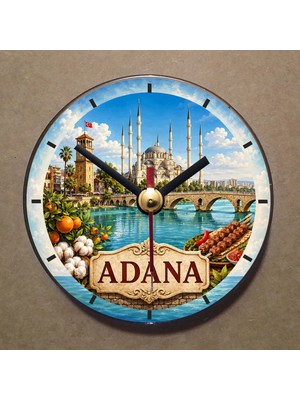 Bsb Adana Temalı Magnet Saat Buzdolabı Saati Duvar Saati 10,5cm MS1101