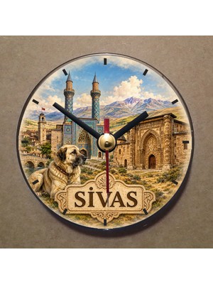Bsb Sivas Temalı Magnet Saat Buzdolabı Saati Duvar Saati 10,5cm MS1151