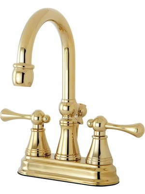 Mey İthalat Kingston Brass KS2612BL Pirinç Pop-Up, Parlak Pirinç ile Vintage 4 Inç Centerset Lavabo Bataryası
