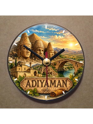 Bsb Adıyaman Temalı Magnet Saat Buzdolabı Saati Duvar Saati 10,5cm MS1102