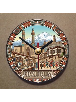 Bsb Erzurum Temalı Magnet Saat Buzdolabı Saati Duvar Saati 10,5cm MS1124