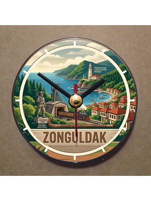 Bsb Zonguldak Temalı Magnet Saat Buzdolabı Saati Duvar Saati 10,5cm MS1159