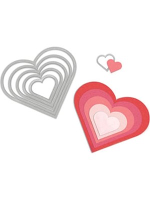 Mey İthalat Sizzix Framelits 6'lı Kalp Kesim Kalıbı Seti - 2.2cm ile 11.4cm Arası