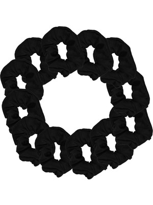 Mey İthalat Motique Accessories 12'li Paket Sert Saç Tokası Scrunchies (Siyah)