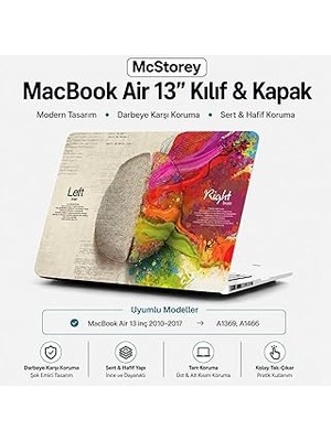 Mey İthalat Mcstorey MacBook Air 13 Inç Kılıf A1369 A1466 Uyumlu Hard Case Sert Koruyucu Kapak Ince Hafif Çizilme Korumalı Desenli Baskılı 2010-2017 Karışık