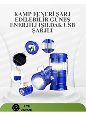 Palmira Demir Güneş Enerjili Katlanabilir Kızaklı Kamp Feneri – USB Şarjlı, Çok Yönlü ve Dayanıklı Tasarım