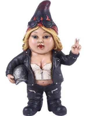 Mey İthalat Hi-Line Gift Ltd. Kadın Bisikletçi Cücesi Kasklı - Gnomad Heykeli
