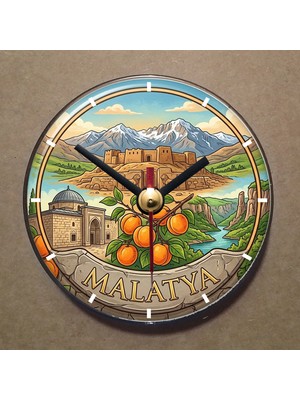 Bsb Malatya Temalı Magnet Saat Buzdolabı Saati Duvar Saati 10,5cm MS1139