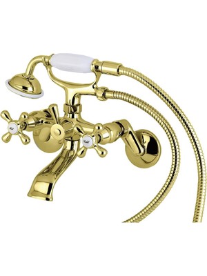 Mey İthalat Kingston Brass KS266PB Vintage Duvara Monte Pençe Ayak Küvet Musluğu, Cilalı Pirinç, 15 cm Ayarlanabilir Orta
