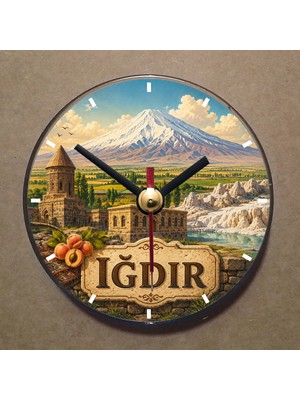 Bsb Iğdır Temalı Magnet Saat Buzdolabı Saati Duvar Saati 10,5cm MS1130
