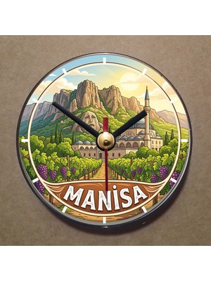 Bsb Manisa Temalı Magnet Saat Buzdolabı Saati Duvar Saati 10,5cm MS1140
