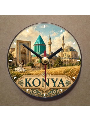 Bsb Konya Temalı Magnet Saat Buzdolabı Saati Duvar Saati 10,5cm MS1137