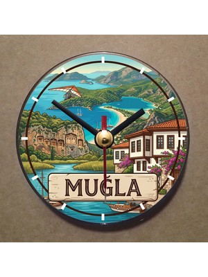 Bsb Muğla Temalı Magnet Saat Buzdolabı Saati Duvar Saati 10,5cm MS1141