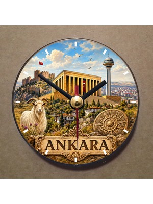 Bsb Ankara Temalı Magnet Saat Buzdolabı Saati Duvar Saati 10,5cm MS1107