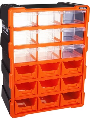 ALK 18Lİ 9 Kapalı+9 Açık Monoblock Avadanlık Çekmece SETİ38.1X15.7X47.5CM Herhangi Bir Renk Gönderilir