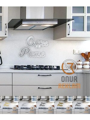 Empressco Coffee Please Aynalı Gümüş Pleksi Duvar Yazısı