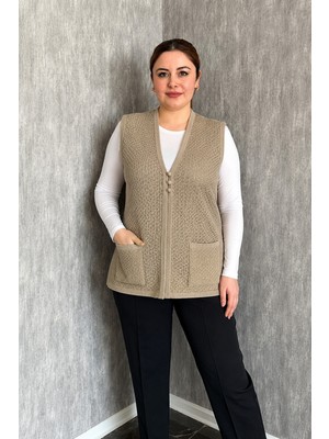 Modaplaza Kadın 3 Düğmeli Triko Anne Yelek