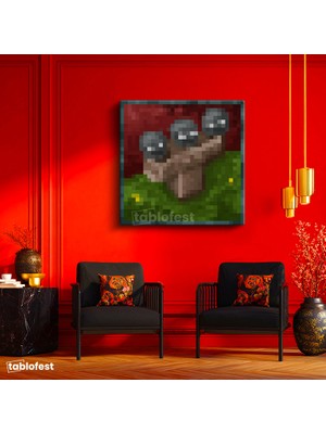 Tablofest Kare Kanvas Tablo Wither Piksel Minecraft Tablosu Ev Ofis Salon Duvar Dekoru