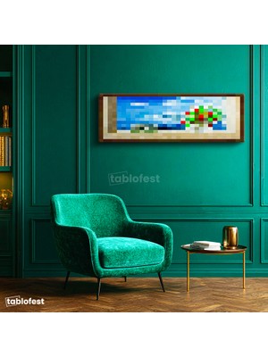 Tablofest Yatay Panoramik Kanvas Tablo Seaside Piksel Minecraft Tablosu Ev Ofis Salon Duvar Dekoru