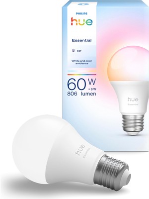 1001 Essential 8W E27 806 Lumen Renkli Akıllı Ampul A60-25.000 Saat Ampul Kullanım Ömrü