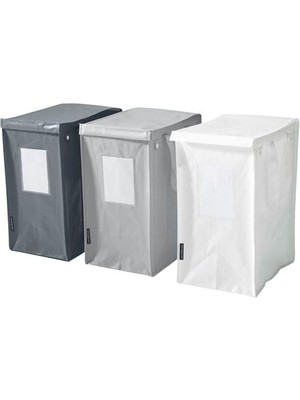 1001 3 Adet Çamaşır Sepeti, Beyaz-Koyu Gri-Açık Gri Meridyendukkan 35LITRE 22X35X45 Cm/çamaşır Se