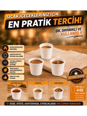 1001 4 Oz Karton Bardak 500 Adet Maycup Beyaz Desenli (Espresso-Türk Kahvesi)
