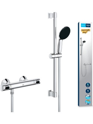 1001 Precision Flow Termostatik Duş Bataryası ve Vitalio Start 110 Sürgülü Duş Seti, 110MM 1 Akış