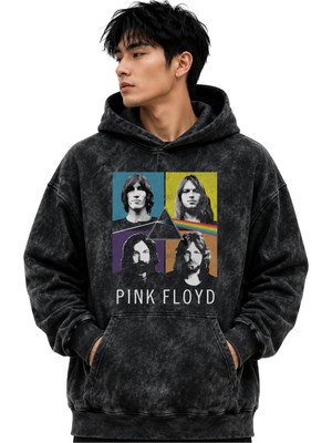 Sevbano Pink Floyd Müzik Grubu Baskılı Unisex Oversize Yıkamalı Premium Hoodie Sweatshirt