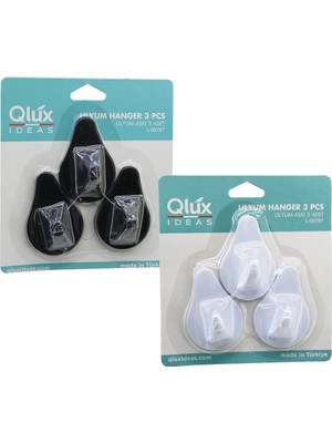 Go İthalat 3pcs Lılyum Askı  Siyah - Beyaz Plastik   Yapışkanlı Montaj (5477)