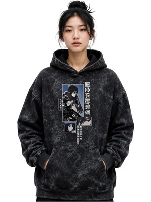 Sevbano Mikasa Ackerman Attack On Titan Anime Baskılı Unisex Oversize Yıkamalı Premium Hoodie Sweatshirt
