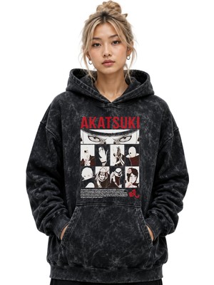 Sevbano Akatsuki Anime Baskılı Unisex Oversize Yıkamalı Premium Hoodie Sweatshirt