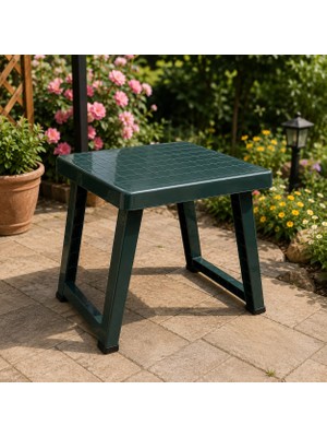 Poliwork Katlanır Çok Amaçlı Plastik Sehpa 49X39X37 cm Bahçe Balkon Kamp Piknik Masa Koyu Yeşil