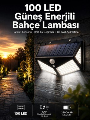 Mercansa Solar Sensörlü Duvar Lambası Bahçe Lambası Parlak Beyaz Işık Suya Dayanıklı