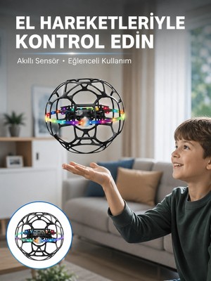 Genel Tedarik LED Işıklı Futbol Topu Mini Drone Akıllı Sensörlü El Kontrollü