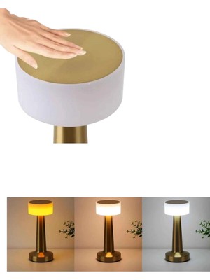 Esranın Dünyası Şarjlı Gold Mantar Masa Lambası Dimmer Ayarlı Kablosuz LED Lamba