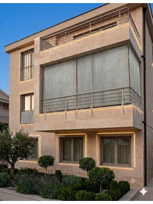 Gön Ev ve Otel Tekstili Yağmur Geçirmez Balkon Perdesi Branda Kumaş – Kalın, Bağcıklı – Isteğe Bağlı Kornişli Veya Kuş Gözü Halkalı – Her Ölçüye Özel Dikim – Dış Mekan Perdesi
