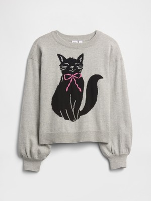 Gap Kız Çocuk Gri Çocuklar Relaxed Intarsia Kazak