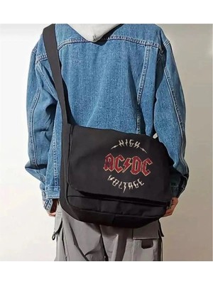 Empressco Stillex Rock Serisi Ac/dc Baskılı Unisex Siyah Postacı Çantası