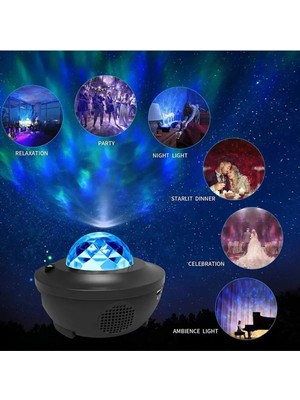 Empressco Galaksi Gökyüzü ve Yıldız Yansıtan Projektör Gece Lambası Bluetooth Hoparlör Sevgili Romantik Hediye