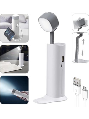 Empressco Şarjlı Dokunmatik LED Çalışma Okuma Işığı Masa Lambası Kademeli Parlaklık Powerbank Başucu Lambası