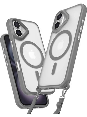 Mey Ithalat®  iPhone 16 Plus Kılıf Enka Magsafe Silikon Kılıf - Titan Gri