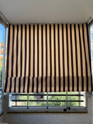 Çıtçıtlı Yüksekliği Ayarlanabilen Katlanabilir Kahverengi Krem Balkon Perdesi