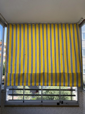 Çıtçıtlı Yüksekliği Ayarlanabilen Katlanabilir Sarı Gri Balkon Perdesi