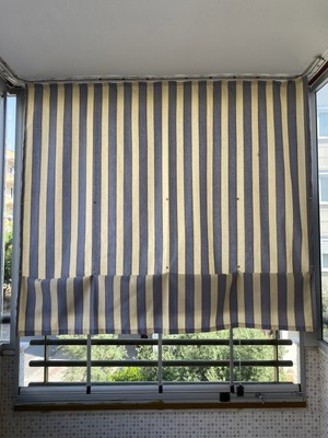Çıtçıtlı Yüksekliği Ayarlanabilen Katlanabilir Gri Krem Balkon Perdesi