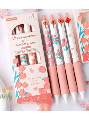 ÖZ OFİS Kawaii Moka 0.5mm Lale Desenli Sünger Tutuşlu Basmalı Jel Kalem - Tekli Soft Renkler