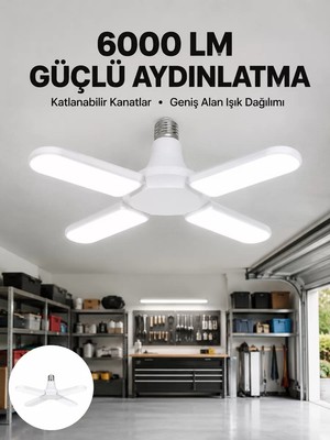 Nevamel® Enerji Tasarruflu LED Ampül 60 Watt 4 Kollu Beyaz Işık Yeni Nesil