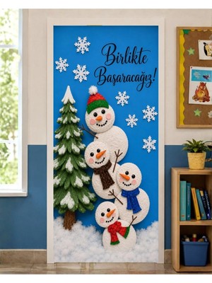 Promisebackdrop2 190X75CM Lastikli Kapı Süsü, Kumaş Kapı Giydirme, Birlikte Başaracağız!, Sınıf Kapısı, Okul Etkinlik Kapı Süsü