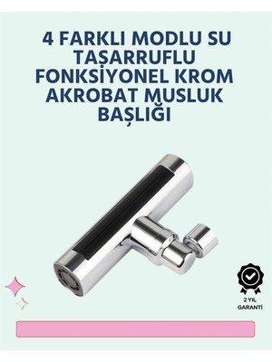 Esranın Dünyası Krom Kaplamalı Çok Fonksiyonlu Musluk Başlığı | Paslanmaz Malzeme