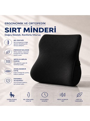 Viscora Ortopedik Visco Bel ve Sırt Destek Minderi – Ofis Koltuğu, Araç ve Ev Için Ergonomik Konfor